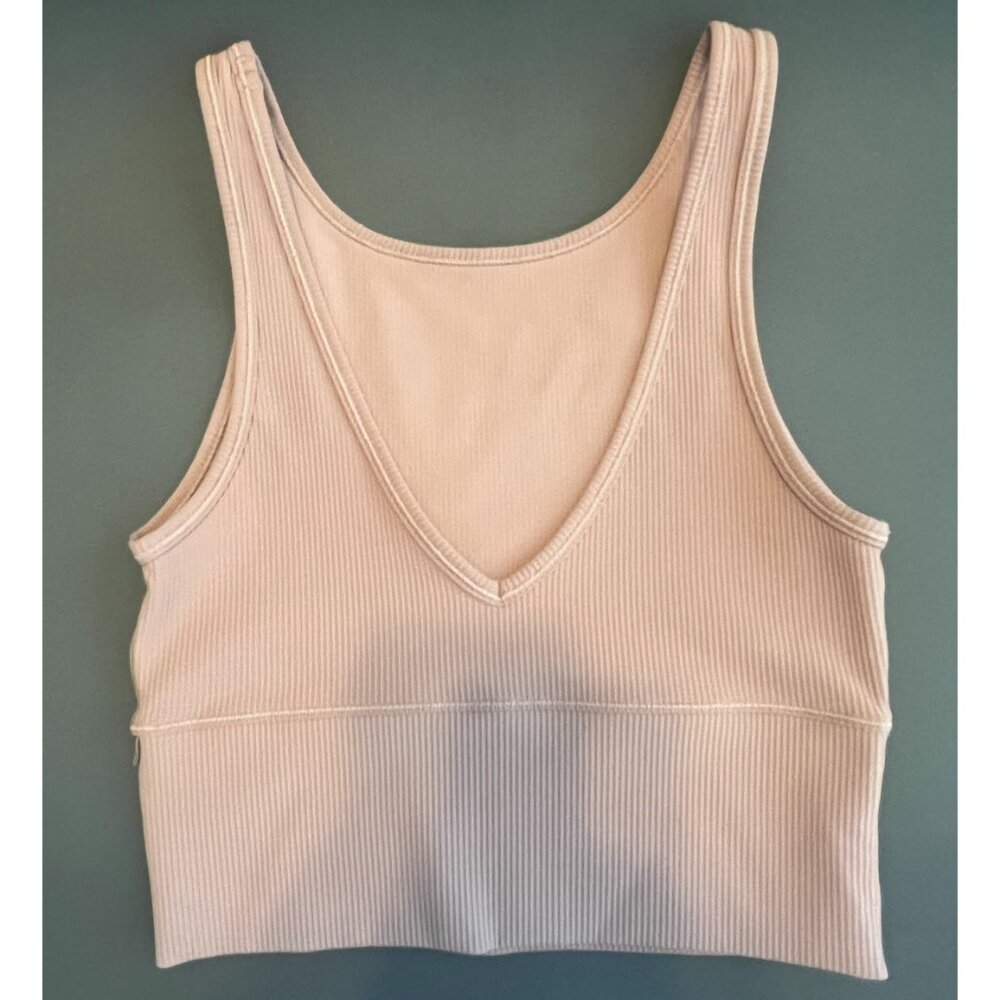 Lululemon Power Pivot Tank (Ribbed) camel/beige/tan color